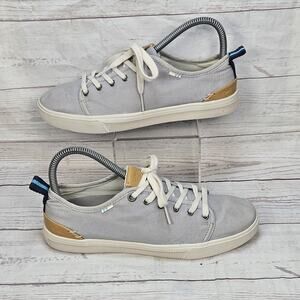 Toms Trvl Lite Low Women's 6.5 Gray Canvas Lace Up Lifestyle Sneakers Shoe